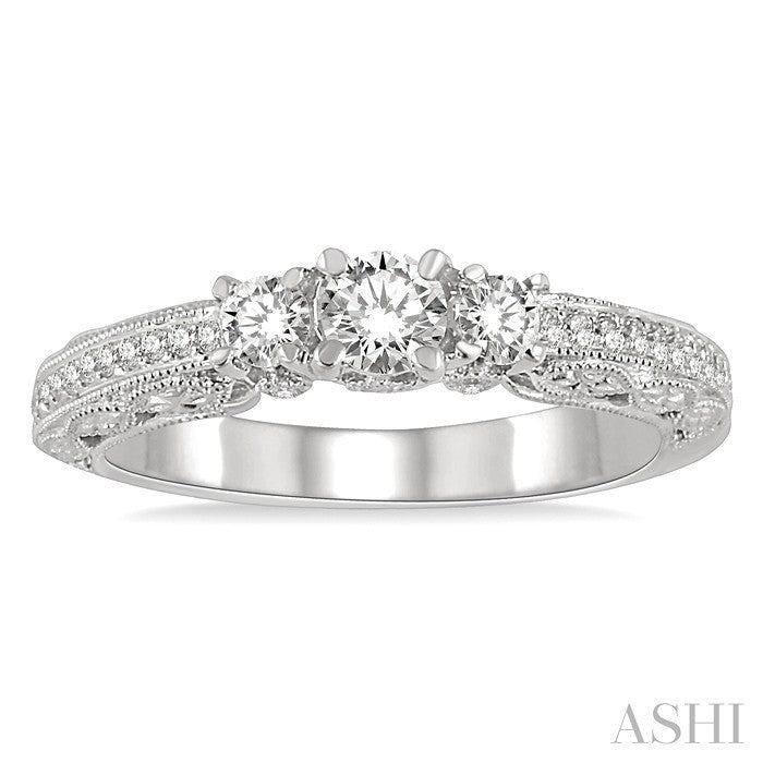 1/3 Ctw Round Cut Diamond Semi-Mount Engagement Ring in 14K White Gold
