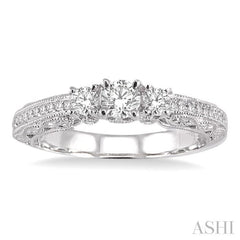 1/3 Ctw Round Cut Diamond Semi-Mount Engagement Ring in 14K White Gold