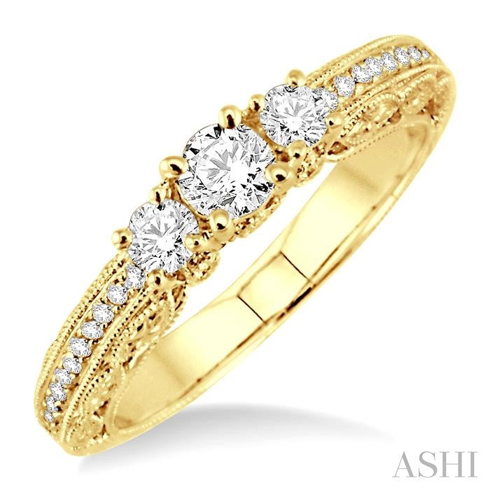 1/3 Ctw Round Cut Diamond Semi-Mount Engagement Ring in 14K Yellow Gold