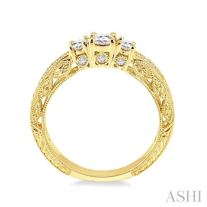 1/3 Ctw Round Cut Diamond Semi-Mount Engagement Ring in 14K Yellow Gold
