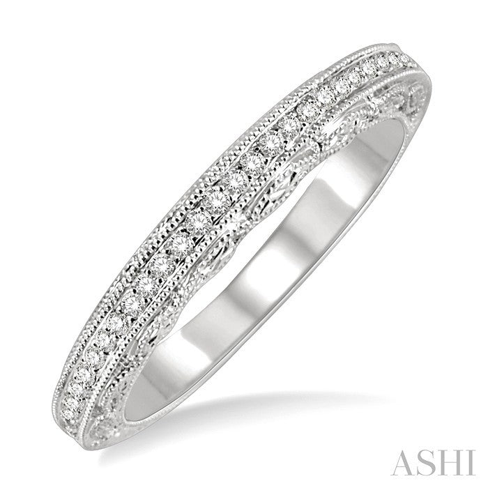 1/6 Ctw Round Cut Diamond Matching Wedding Band in 14K White Gold