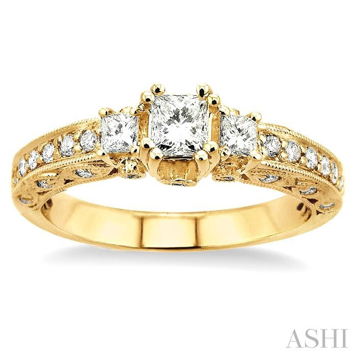1/2 ctw Diamond Semi-Mount Engagement Ring in 14K Yellow Gold