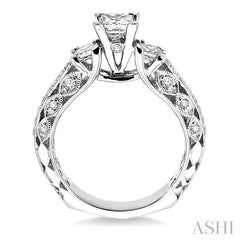 3/4 ctw Diamond Semi-Mount Engagement Ring in 14K White Gold