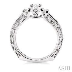 1/2 ctw Diamond Engagement Ring with 1/4 ct Princess Cut Center Stone in 14K White Gold
