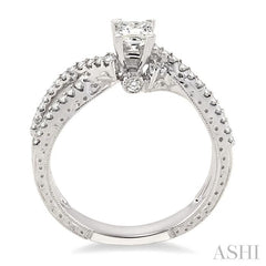 1/2 Ctw Diamond Engagement Ring with 1/4 Ct Princess Cut Center Stone in 14K White Gold