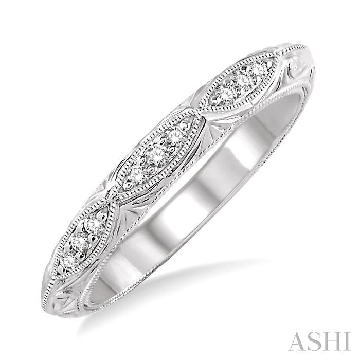 1/10 Ctw Round Cut Diamond Wedding Band in 14K White Gold