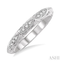 1/10 Ctw Round Cut Diamond Wedding Band in 14K White Gold