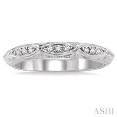 1/10 Ctw Round Cut Diamond Wedding Band in 14K White Gold
