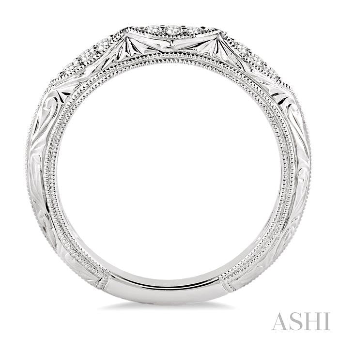 1/10 Ctw Round Cut Diamond Wedding Band in 14K White Gold