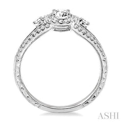 5/8 Ctw Diamond Engagement Ring with 1/5 Ct Round Cut Center Stone in 14K White Gold