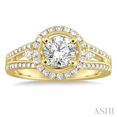 5/8 Ctw Diamond Semi-Mount Engagement Ring in 14K Yellow Gold