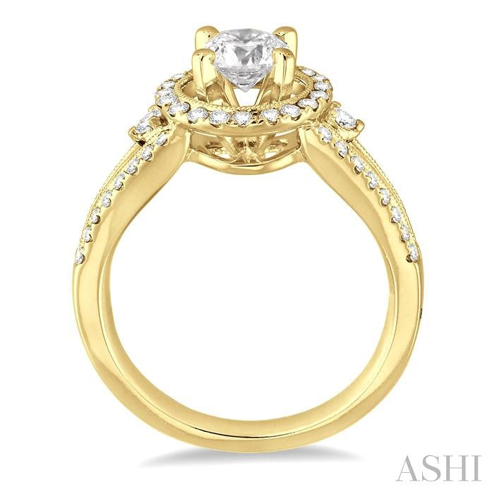 5/8 Ctw Diamond Semi-Mount Engagement Ring in 14K Yellow Gold