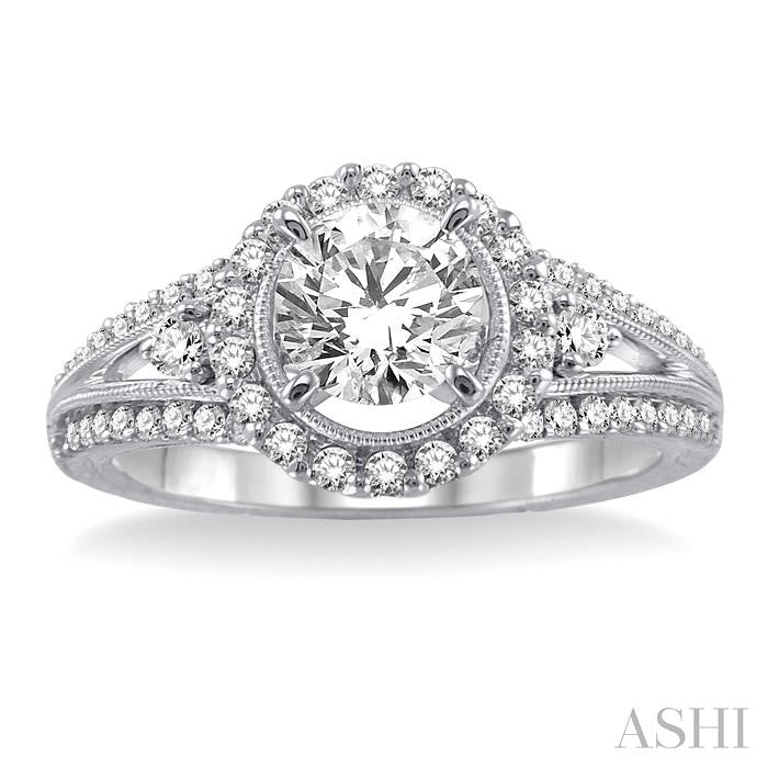 1/2 Ctw Diamond Semi-Mount Engagement Ring in 14K White Gold