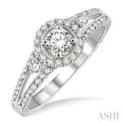 3/8 Ctw Round Cut Diamond Semi-Mount Engagement Ring in 14K White Gold