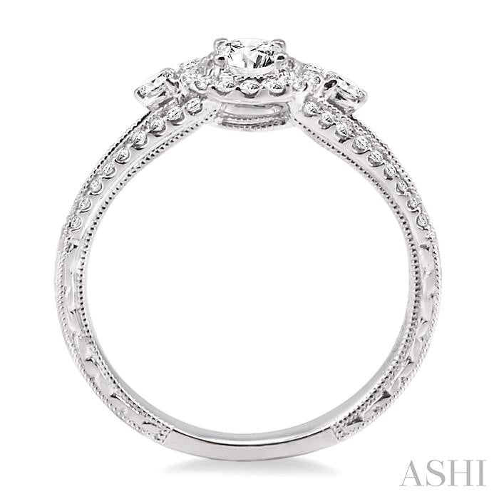 3/8 Ctw Round Cut Diamond Semi-Mount Engagement Ring in 14K White Gold