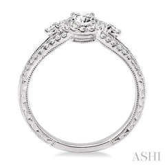 3/8 Ctw Round Cut Diamond Semi-Mount Engagement Ring in 14K White Gold