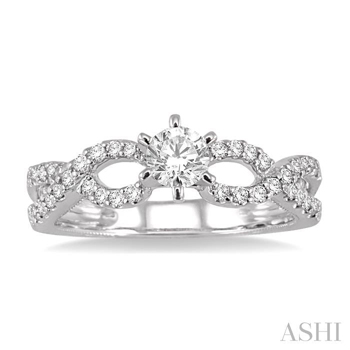 1/3 Ctw Round Cut Diamond Semi-Mount Engagement Ring in 14K White Gold