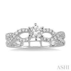 1/3 Ctw Round Cut Diamond Semi-Mount Engagement Ring in 14K White Gold