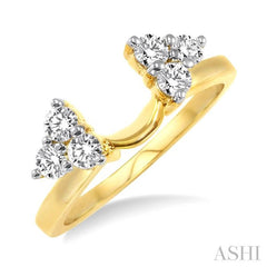 1/2 Ctw Round Cut Diamond Wrap Ring in 14K Yellow Gold