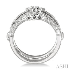 1/2 Ctw Round Cut Diamond Insert Ring in 14K White Gold.