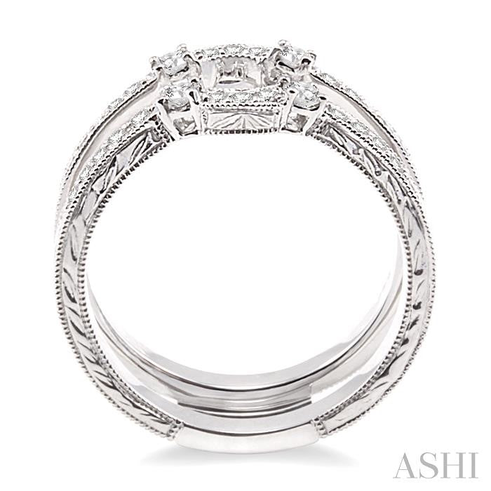 3/8 ctw Round Cut Diamond Insert Ring in 14K White Gold