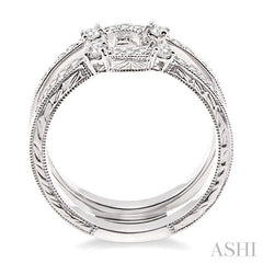 3/8 ctw Round Cut Diamond Insert Ring in 14K White Gold