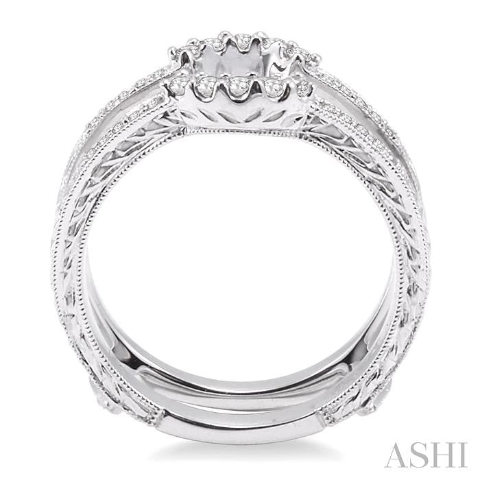 1/4 ctw Round Cut Diamond Insert Ring in 14K White Gold