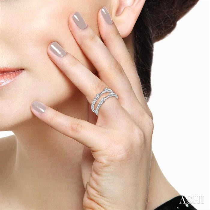 3/8 ctw Round Cut Diamond Insert Ring in 14K White Gold