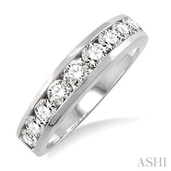 1 Ctw Channel Set Round Cut Diamond Wedding Band in 14K White Gold