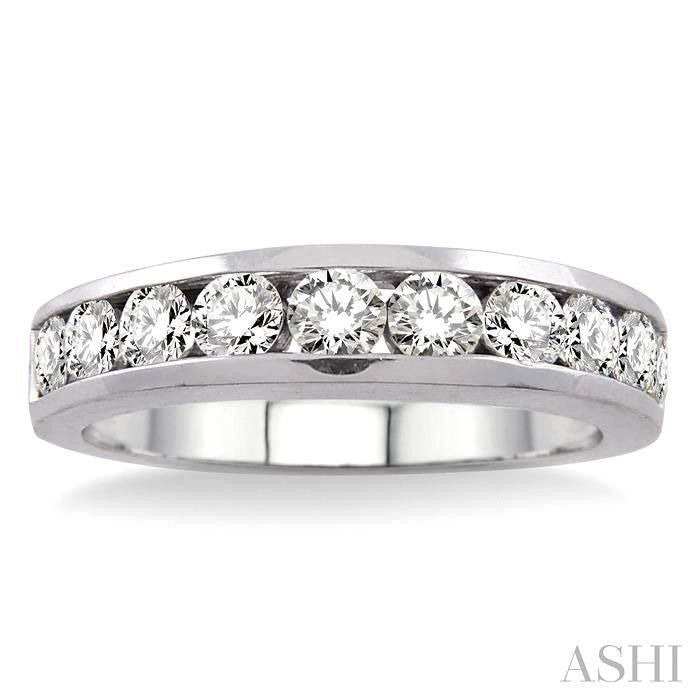 1 Ctw Channel Set Round Cut Diamond Wedding Band in 14K White Gold