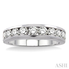 1 Ctw Channel Set Round Cut Diamond Wedding Band in 14K White Gold