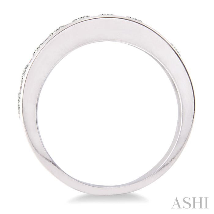 1 Ctw Channel Set Round Cut Diamond Wedding Band in 14K White Gold