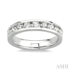 1 Ctw Round Cut Diamond Wedding Band in 14K White Gold