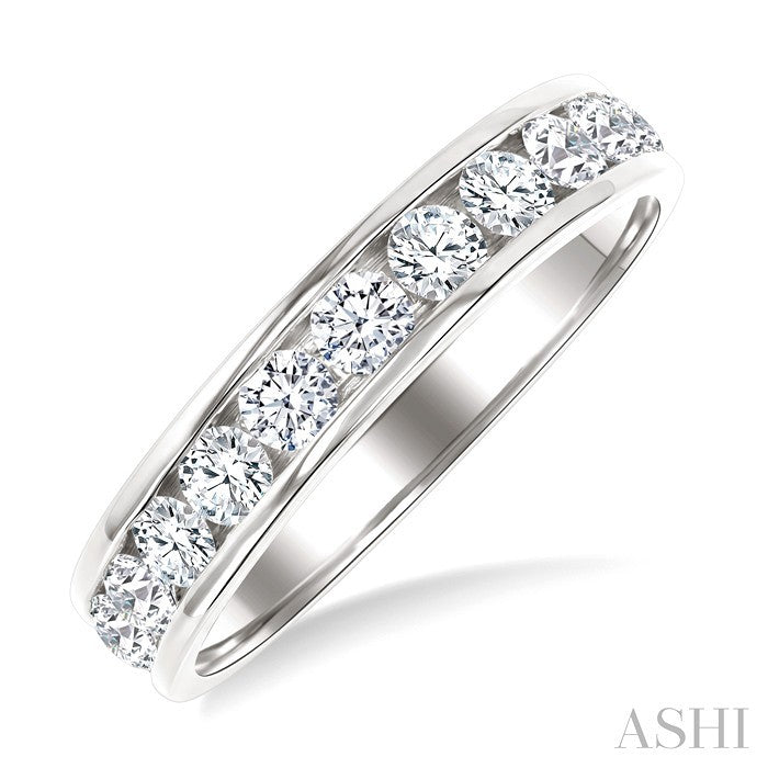 3/4 Ctw Round Cut Diamond Wedding Band in 14K White Gold