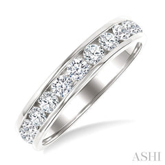 3/4 Ctw Round Cut Diamond Wedding Band in 14K White Gold