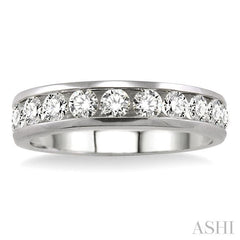 3/4 Ctw Round Cut Diamond Wedding Band in 14K White Gold