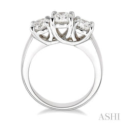 2 Ctw Three Stone Round Cut Diamond Ring in 14K White Gold