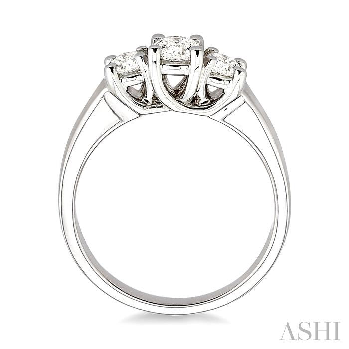 3/4 Ctw Three Stone Round Cut Diamond Ring in 14K White Gold