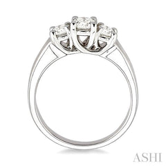 3/4 Ctw Three Stone Round Cut Diamond Ring in 14K White Gold