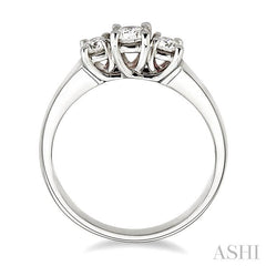 1/2 Ctw Three Stone Round Cut Diamond Ring in 14K White Gold
