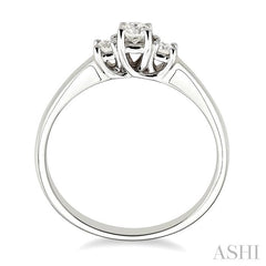 1/4 Ctw Three Stone Round Cut Diamond Ring in 14K White Gold