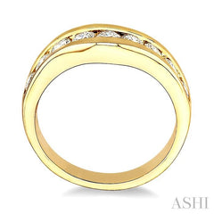 3/4 Ctw Round Cut Diamond Matching Wedding Band in 14K Yellow Gold