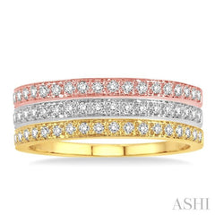 1/2 ctw Round Cut Diamond Band in 14K Tri Color Gold