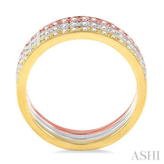 1/2 ctw Round Cut Diamond Band in 14K Tri Color Gold