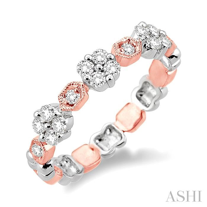 1/3 Ctw Round Cut Diamond Band in 14K White and Rose Gold