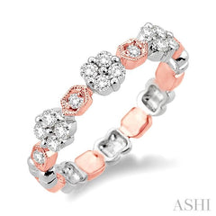 1/3 Ctw Round Cut Diamond Band in 14K White and Rose Gold