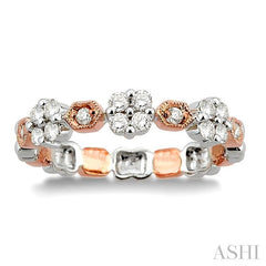1/3 Ctw Round Cut Diamond Band in 14K White and Rose Gold