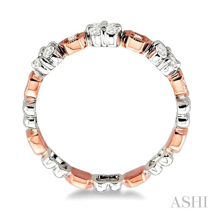 1/3 Ctw Round Cut Diamond Band in 14K White and Rose Gold