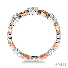 1/3 Ctw Round Cut Diamond Band in 14K White and Rose Gold