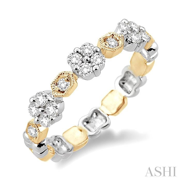 1/3 Ctw Round Cut Diamond Band in 14K White and Yellow Gold